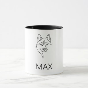 Mug Minimaliste Husky Face Line Art Personnalisé [N