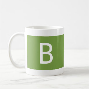 Mug Minimaliste Moderne Monogramme Simple Vert Blanc
