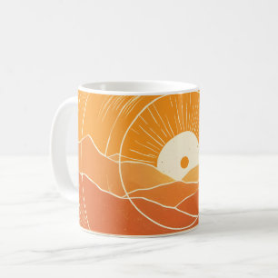 Mug Minimaliste Zen Montagne Océan Rétro Coucher de so