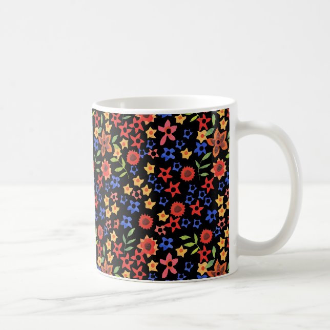 Mug Miniprint Floral Retro Cug de café personnalisé (Droite)