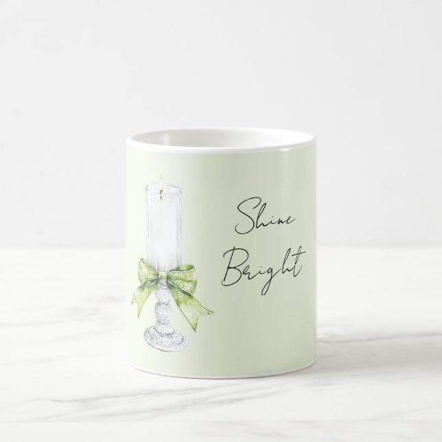 Mug Mint Bow White Candle Shine Bright (Centre)