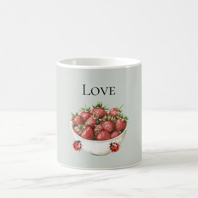 Mug Mint Red Strawberries & Ladybugs (Centre)