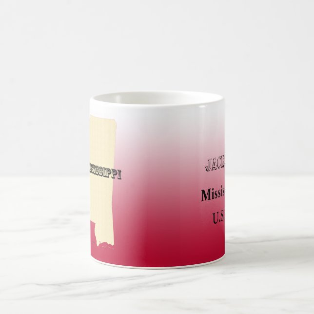 Mug - Mississippi State Map avec la ville (Centre)