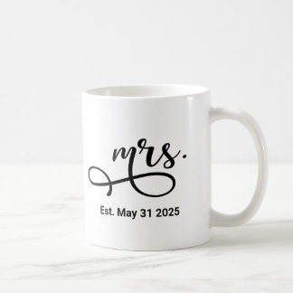 Mug Mme Black Modern Script Personnalisé Mariage Nouve