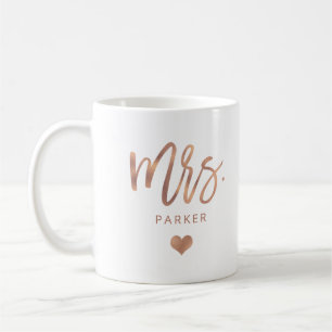 Mug Mme manuscrit rose d'or de avec le coeur