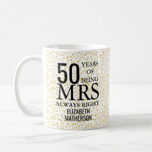 Mug Mme Toujours Droite Fun Golden 50th Anniversary