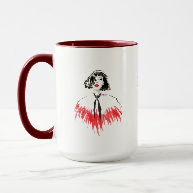 Mug Mode Art noir et rouge #2 15oz Ringer (Gauche)