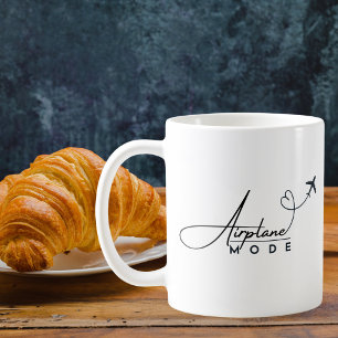 Mug Mode Avion, Voyage, Script Minimaliste, Aviation