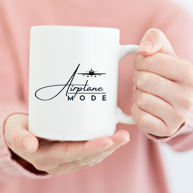Mug Mode Avion, Voyage, Script Minimaliste, Aviation (Créateur téléchargé)