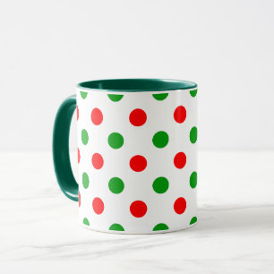 Mug Modèle à pois blancs rouges et verts 