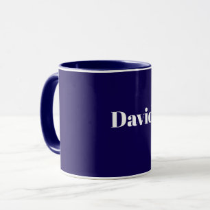 Mug Modèle Bleu Marine, Texte Blanc, Personnalisable,