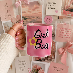 Mug Modèle carreaux rose patronne
