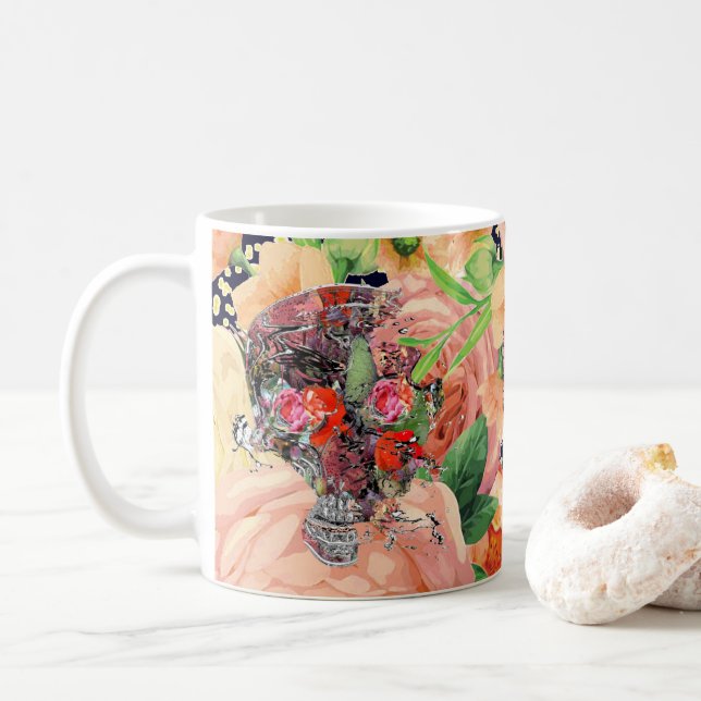 Mug Modèle crâne floral (Avec donut)