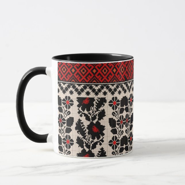 Mug Modèle d'art populaire traditionnel ukrainien vush (Gauche)