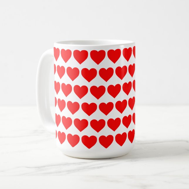 Mug modèle de conception de cœurs rouges valentin amou (Devant gauche)