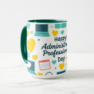 Mug Modèle de jour administratif avec des icônes de bu
