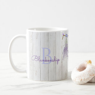 Mug Modèle de monogramme de l'ensemble de fleurs de l