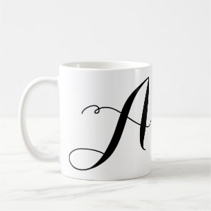 Mug Modèle de nom initial de script grand format perso