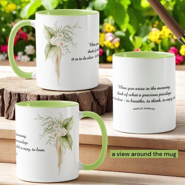 Mug Modèle de soumission Floral Borders Life (template mug all around view)