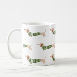 Mug Modèle de Sweat de Noël Vert Moche avec Dachshund