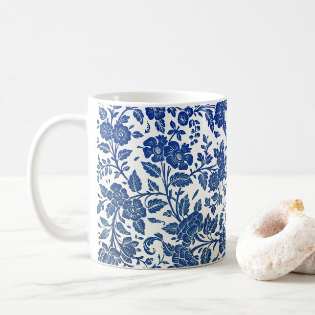 Mug Modèle floral bleu (Avec donut)
