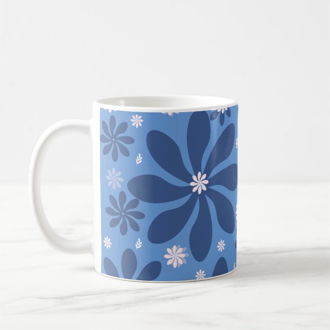 Mug Modèle Floral Bleu - Accès Élégant (Gauche)
