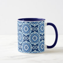 Modèle Floral Boho bleu vintage