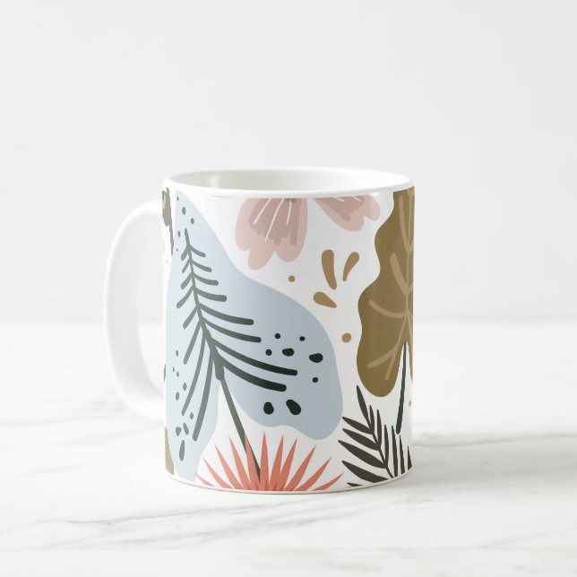 Mug Modèle floral moderne de Joli feuillage (Devant gauche)
