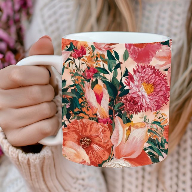 Mug Modèle Floral rose orange (Créateur téléchargé)