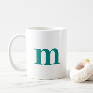 Mug Modèle Monogramme initial tendance Turquoise