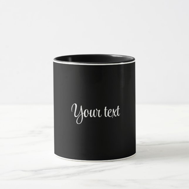 Mug MODÈLE - Noir solide avec script blanc (Centre)