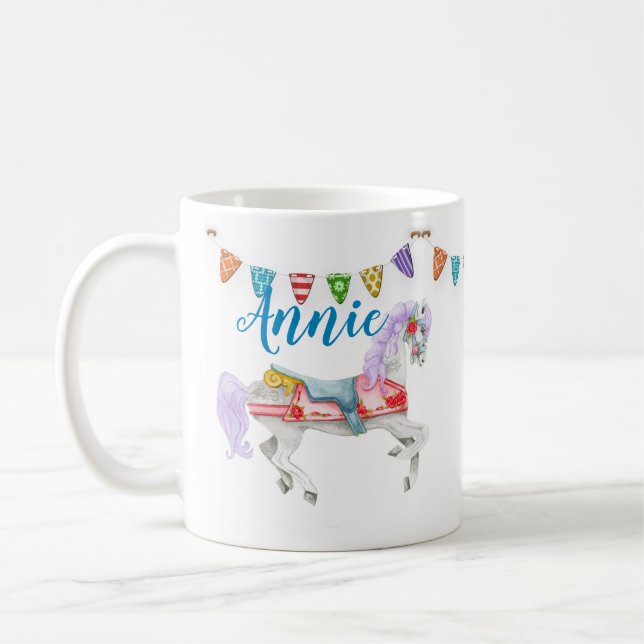 Mug Modèle personnalisé du cheval de carrousel (Gauche)