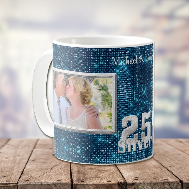 Mug Modèle photo de l'anniversaire du Mariage d'argent (Créateur téléchargé)