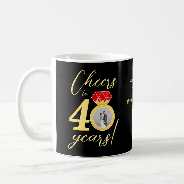 Mug modèle photo double Mariage du 40e anniversaire (Gauche)