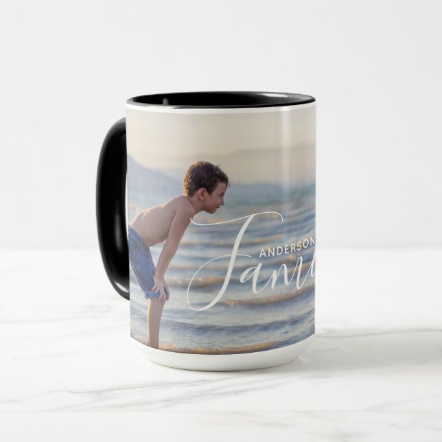 Mug Modèle photo moderne simple Nom de famille personn (Devant gauche)