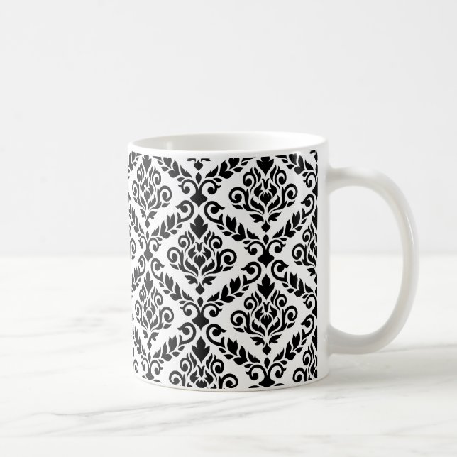 Mug Modèle Prima Damask noir sur blanc (Droite)