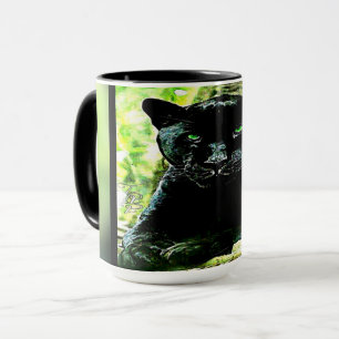 Mug Modèles Big Cat : Panthère noire teintée verte