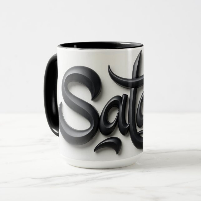 Mug Modern 3D Salam Greeting | Bold Black & White  (Devant gauche)