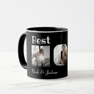 Mug Modern Best Mom Ever 3 Photos Collage noir