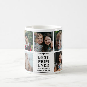 Mug Modern Best Mom Ever Collage de 7 photos et noms