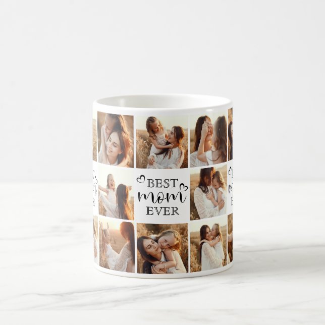 Mug Modern Best Mom Ever Multi Photo Collage de conser (Centre)