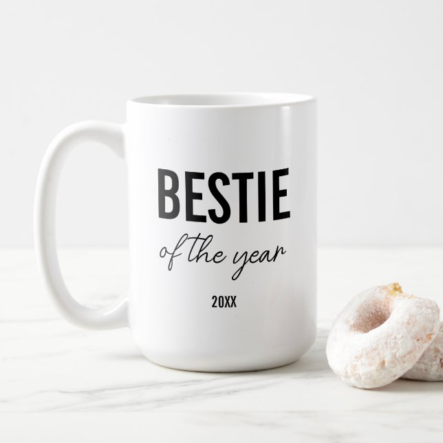Mug Modern Black Typography Simple Personalized Bestie (Avec donut)