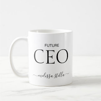 Mug Modern Black & White Future CEO Name | Girly Gift