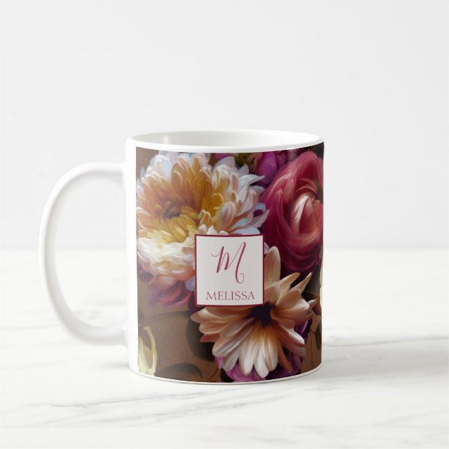 Mug Modern Bold Rustic Floral | Monogram Gift (Gauche)