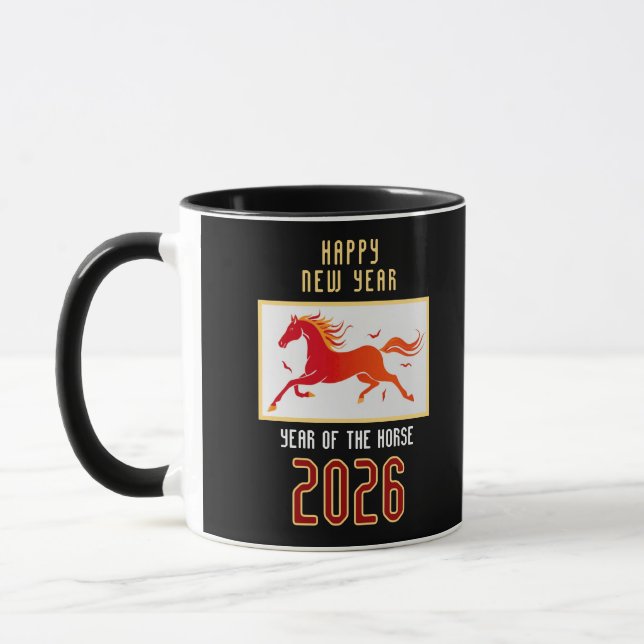 Mug Modern Chinese Fire Horse New Year 2026  (Gauche)