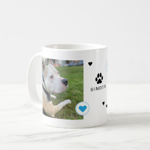 Mug Modern Dog 2 Photos coeurs Nom