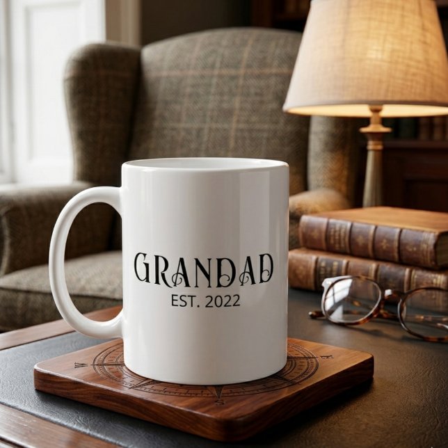 Mug Modern Grandad Established Black Script  (Créateur téléchargé)
