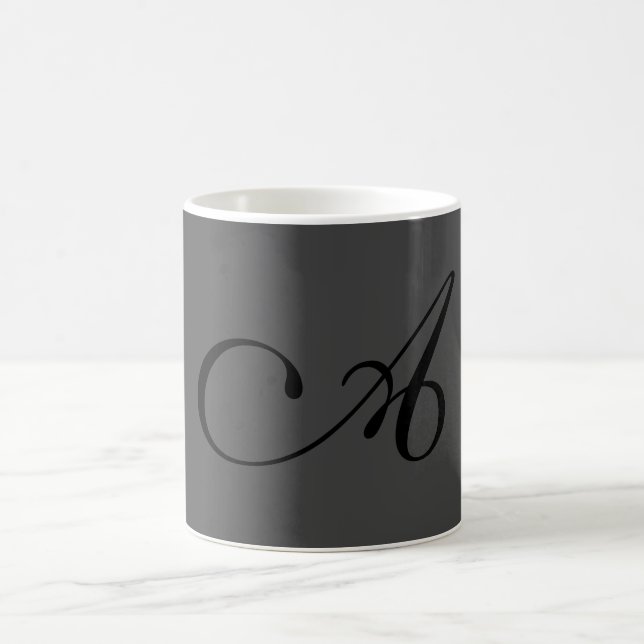 Mug Modern Grey Simple Monogramme Ajouter Votre Nom In (Centre)
