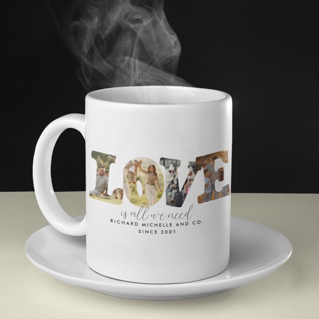 Mug Modern Love 4 Photo personnalisée Famille Collage (Créateur téléchargé)