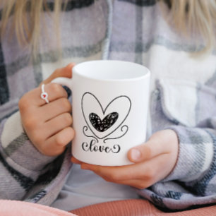 Mug Modern Love Script Coeurs Joli Valentines Jour Cad